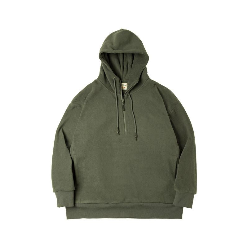 MADEN Herren Schwerer Polar-Fleece Half-Zip Hoodie
