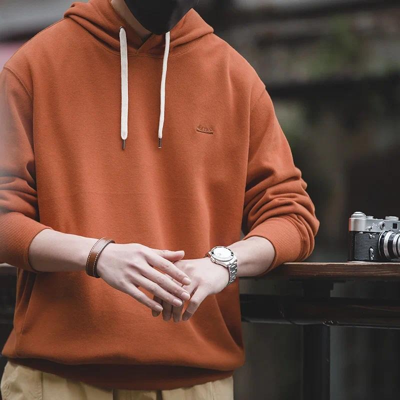 Sudaderas con capucha grises retro MADEN para hombre, sudadera básica de color sólido, sudadera con capucha holgada casual, suéter de otoño