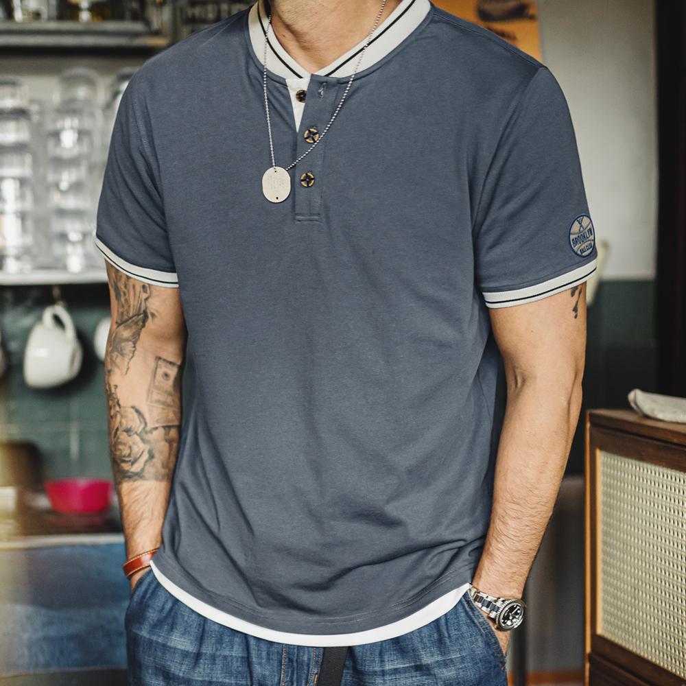 MADEN Baseball Henley T-Shirt - Cotton 100%