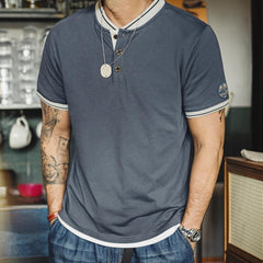 Áo thun henley bóng chày 100% cotton MADEN