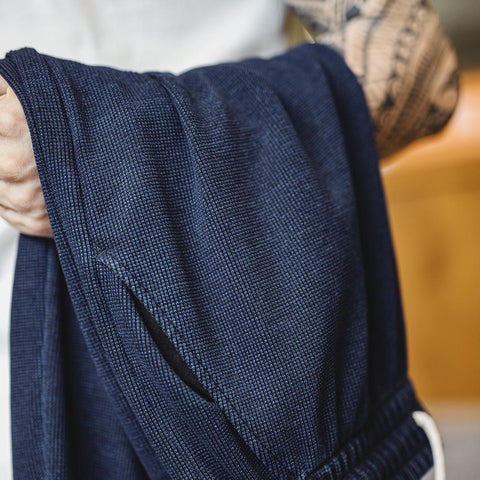 MADEN Men's Vintage Waffle Texture Sweatpants Solid Loose Fit Straight Pants for Men Elastic Waist Drawstring Casual Trousers