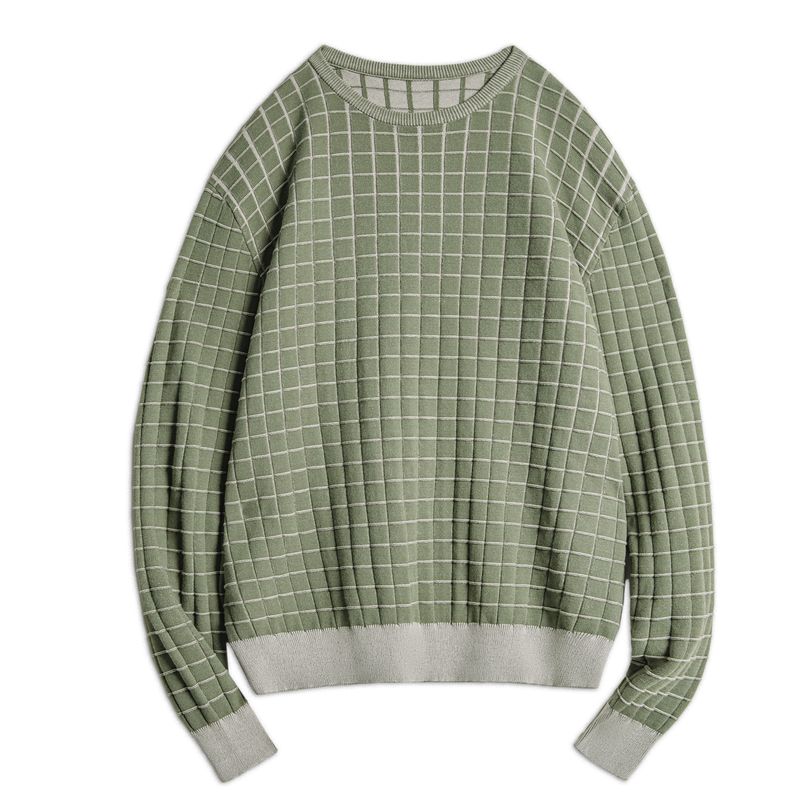 MADEN Herren Sweatshirt mit grünem Karomuster