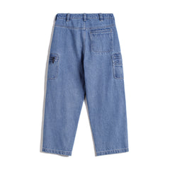 Jeans rectos de mezclilla lavada con múltiples bolsillos MADEN