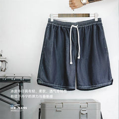MADEN Herren lockere Denim-Shorts mit Ice-Feel, lässig