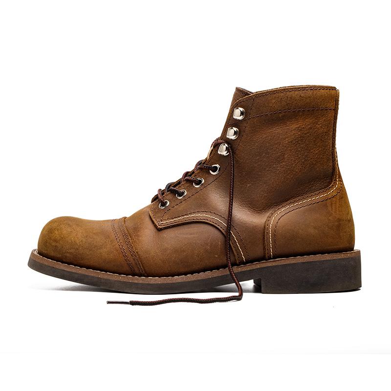 MADEN Herren Retro Leder 8111 Kampfstiefel