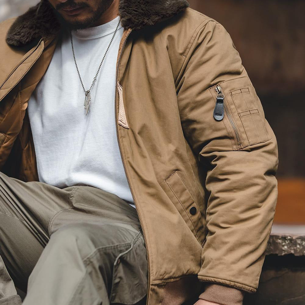 MADEN B-15 Bomberjacke – Kunstpelzkragen