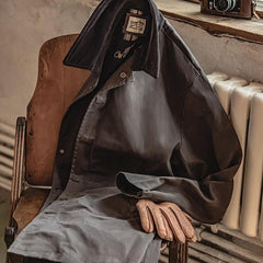 MADEN Herren Schwergewicht Baumwolle Ölgewachster Trenchcoat