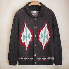 Cárdigan vintage con cuello chal indígena MADEN