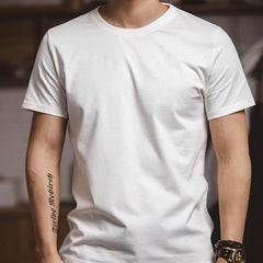 MADEN Herren Schweres 100 % Baumwoll Kurzarmshirt