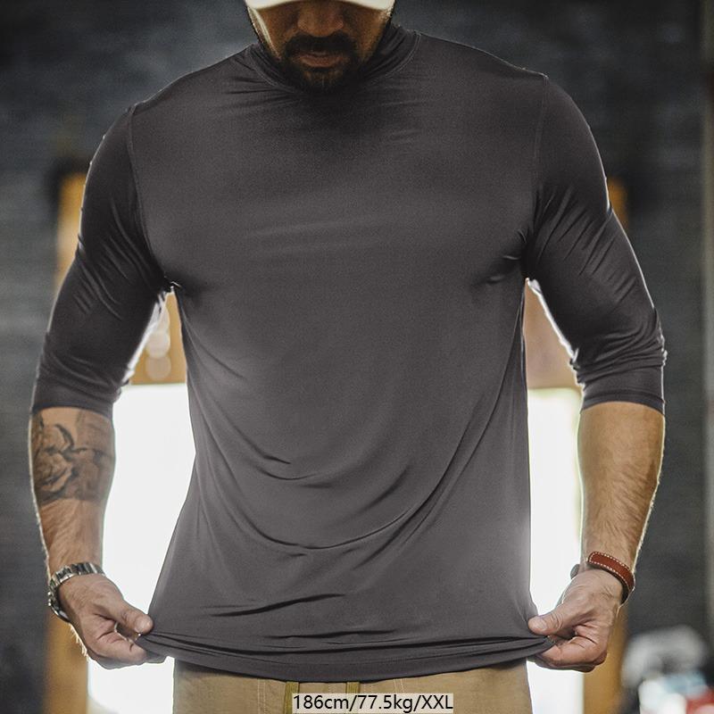 MADEN Ice Silk Slim Fit Stehkragen T-Shirt