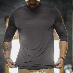 MADEN Ice Silk Slim Fit Stehkragen T-Shirt