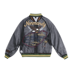 Chaqueta Sukajan de organza bordada transparente MADEN