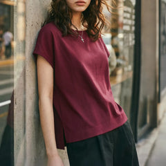 MADEN Women's Crew Neck Short-Sleeve Batwing T-Shirt