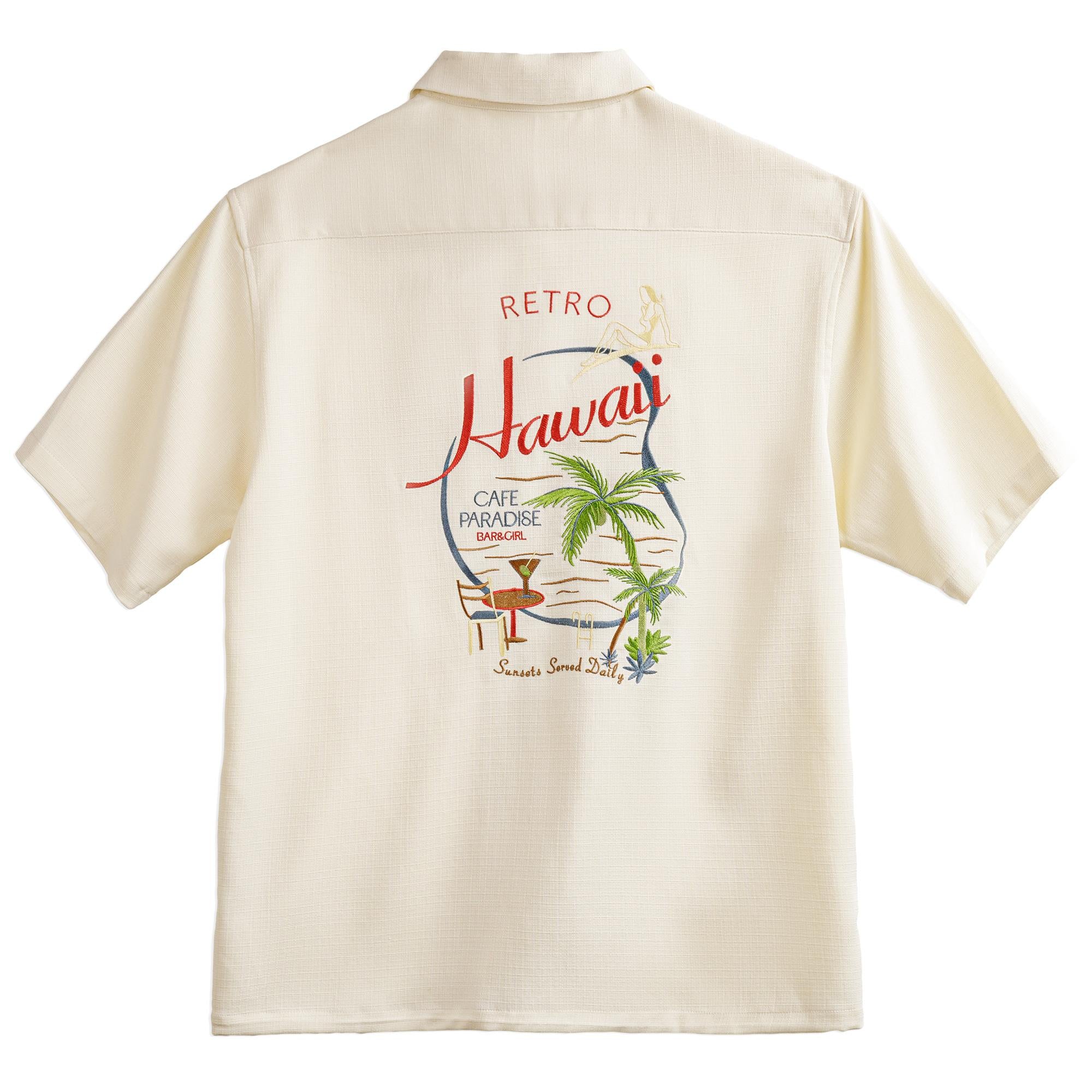 MADEN Retro Hawaiian Embroidery Cuban Collar Shirt