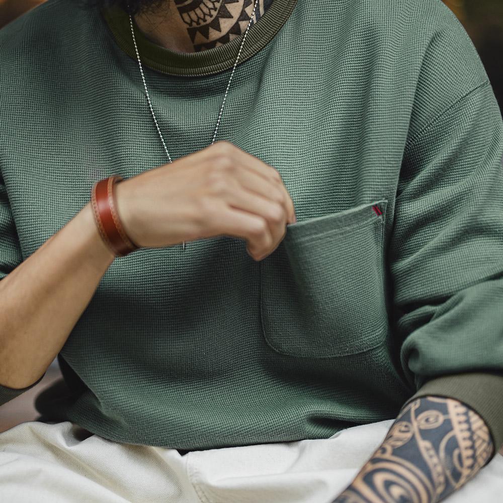Sudadera de algodón pesado con tejido de gofre y hombros caídos MADEN