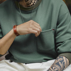 Sudadera de algodón pesado con tejido de gofre y hombros caídos MADEN