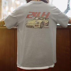 MADEN Retro gewaschenes Racing Grafik T-Shirt mit kurzen Ärmeln