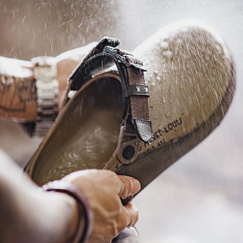 MADEN「ツェッペリン」木靴｜紳士用普段履きサンダル 屋外用浜辺 半閉じ型厚底スリッパ 身長増加 夏用靴