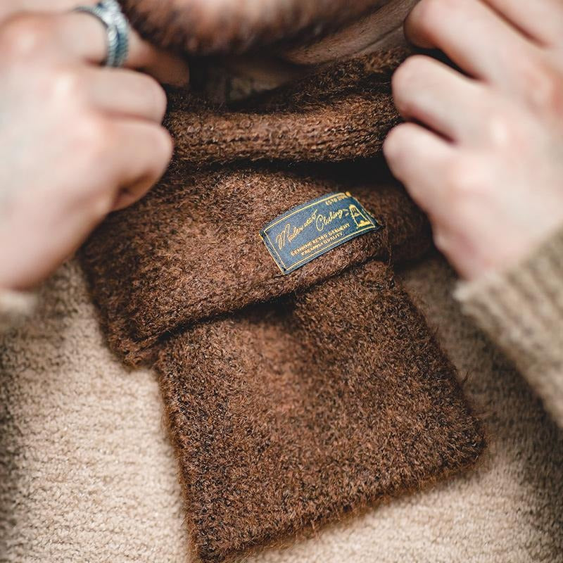 MADEN Vintage Mohair Strickfransen Schal für Herren