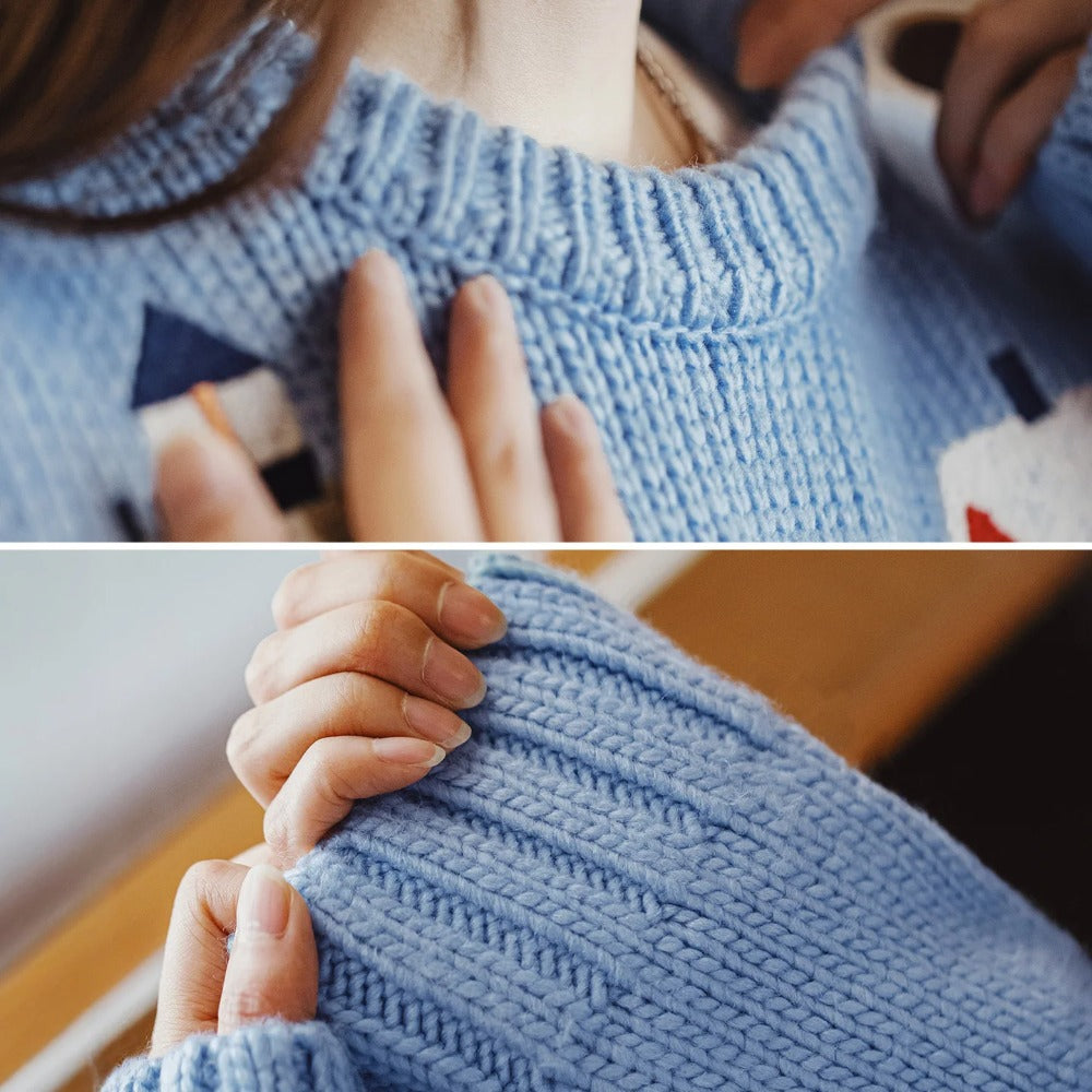 Suéter de punto jacquard suave MADEN con cuello redondo