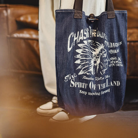 MADEN Retro Denim Tote Bag