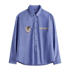 MADEN Baumwoll-Oxfordhemd mit Stickerei-Patch