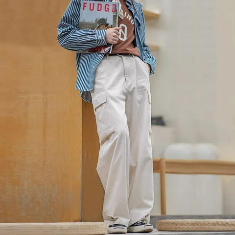 Maden Damen-Cargohose mit weitem Bein – Retro-Stil, lockerer Schnitt 