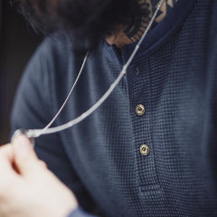 MADEN Slim Fit Waffelstrick Henley Langarmshirt