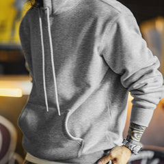 MADEN Herren Grauer Hoodie – Fleecegefüttert