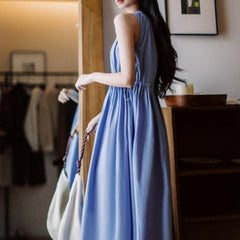 Vestido maxi sin mangas azul bebé MADEN