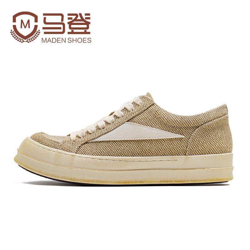 MADEN Men's Sneakers Niche Thick Sole Height Increasing Versatile Trendy Shoes American High Street Retro Distressed Casual Canvas Shoes