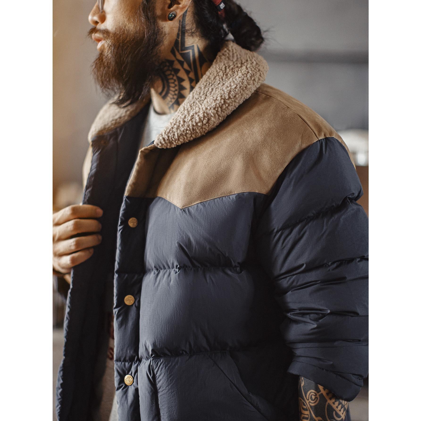 MADEN Corduroy Kragen Weiße Entendaunenjacke