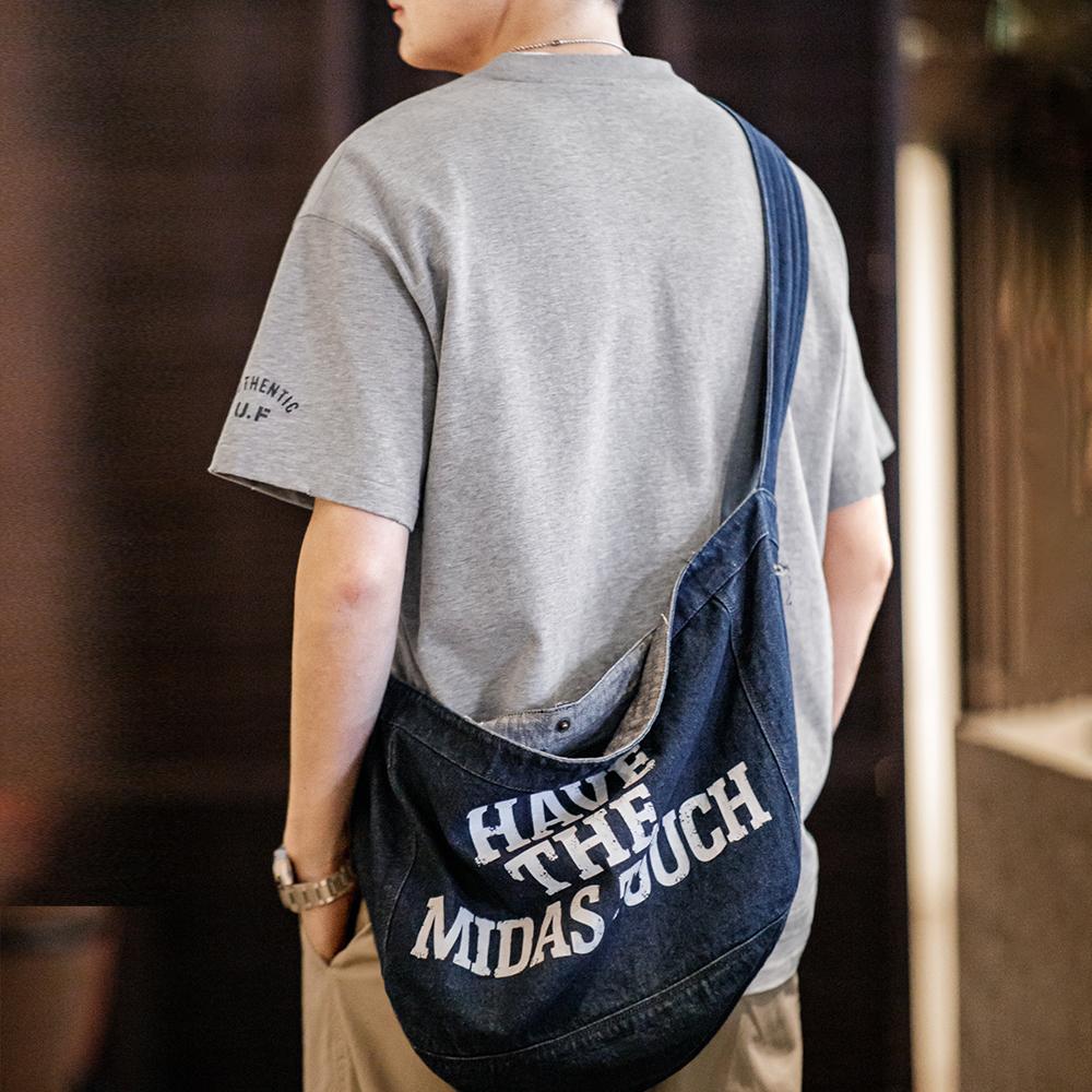 MADEN 남성용 자수 배지 헤비웨이트 코튼 티셔츠