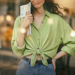 MADEN Women's Green Lyocell Long Shirt