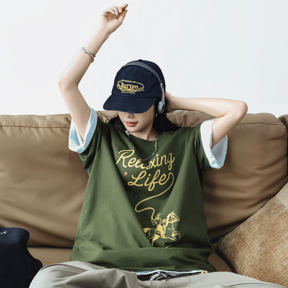 MADEN Women's Vintage Print Cotton Tee