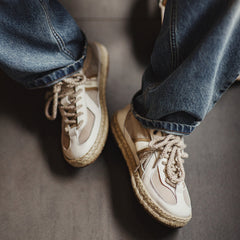 MADEN Straw-Woven German Trainer Sneakers for Men