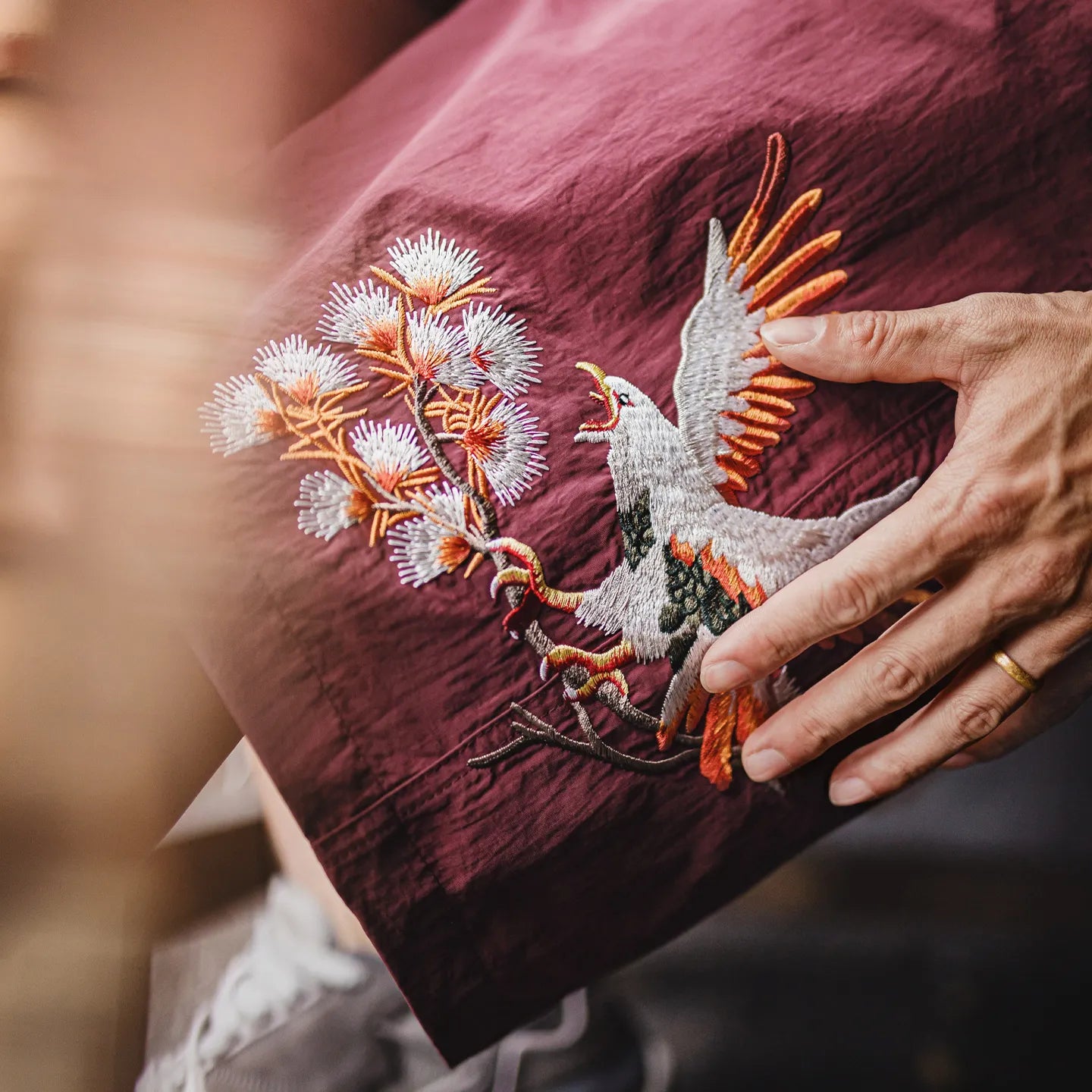 MADEN Red Sukajan Embroidery Taslan Shorts