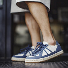 MADEN Men's Retro Thin-Sole Breathable Canvas German Trainer Shoes