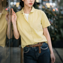 MADEN Women's Yellow Doll Collar Shirt
