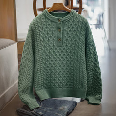 MADEN Cable Knit Wool Blend Crewneck Sweater