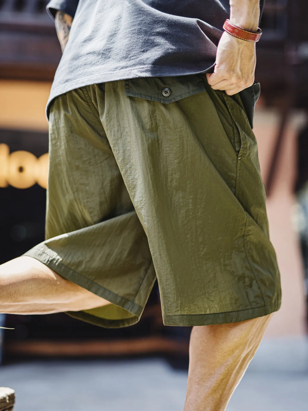 MADEN Olive Wide Leg Athletic Shorts