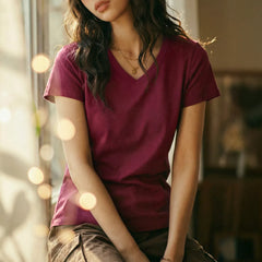 MADEN Damen V-Ausschnitt Slim Fit Strickshirt