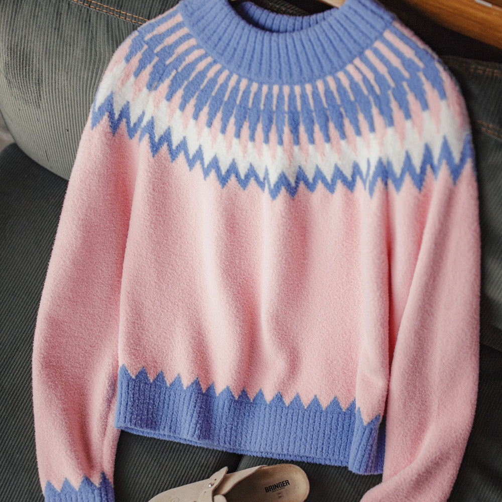 MADEN Fair Isle Knit Oversized Pullover Sweater