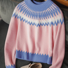 MADEN Fair Isle Knit Oversized Pullover Sweater