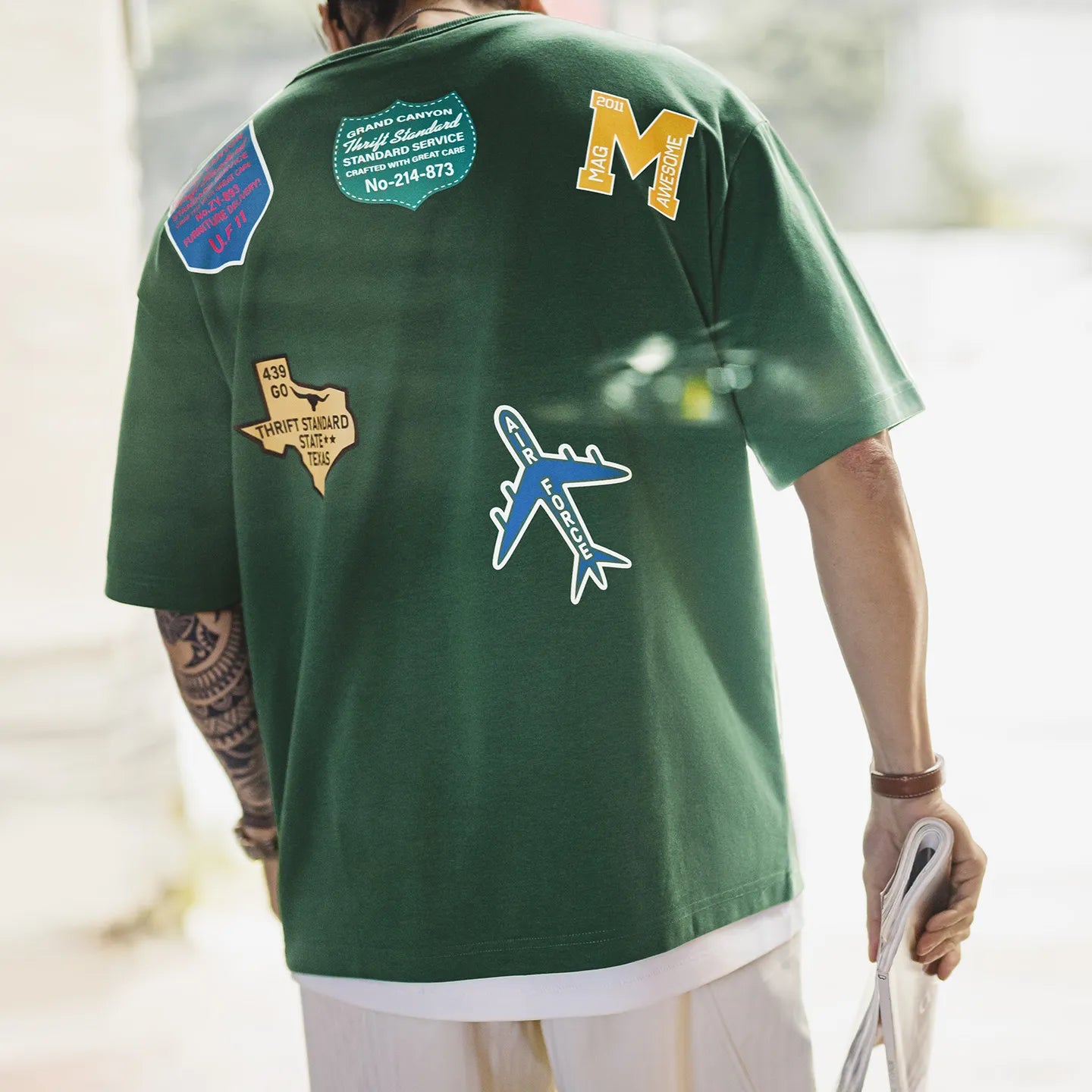 MADEN Green Print Crewneck T-Shirt