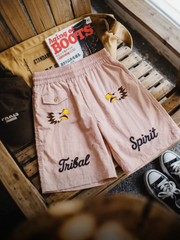 MADEN Tribal Embroidery Beach Shorts