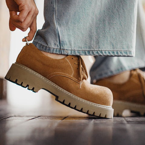 MADEN Brown Derby Boots Chunky Sole