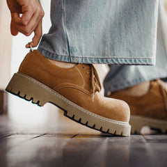 MADEN Brown Derby Boots Chunky Sole