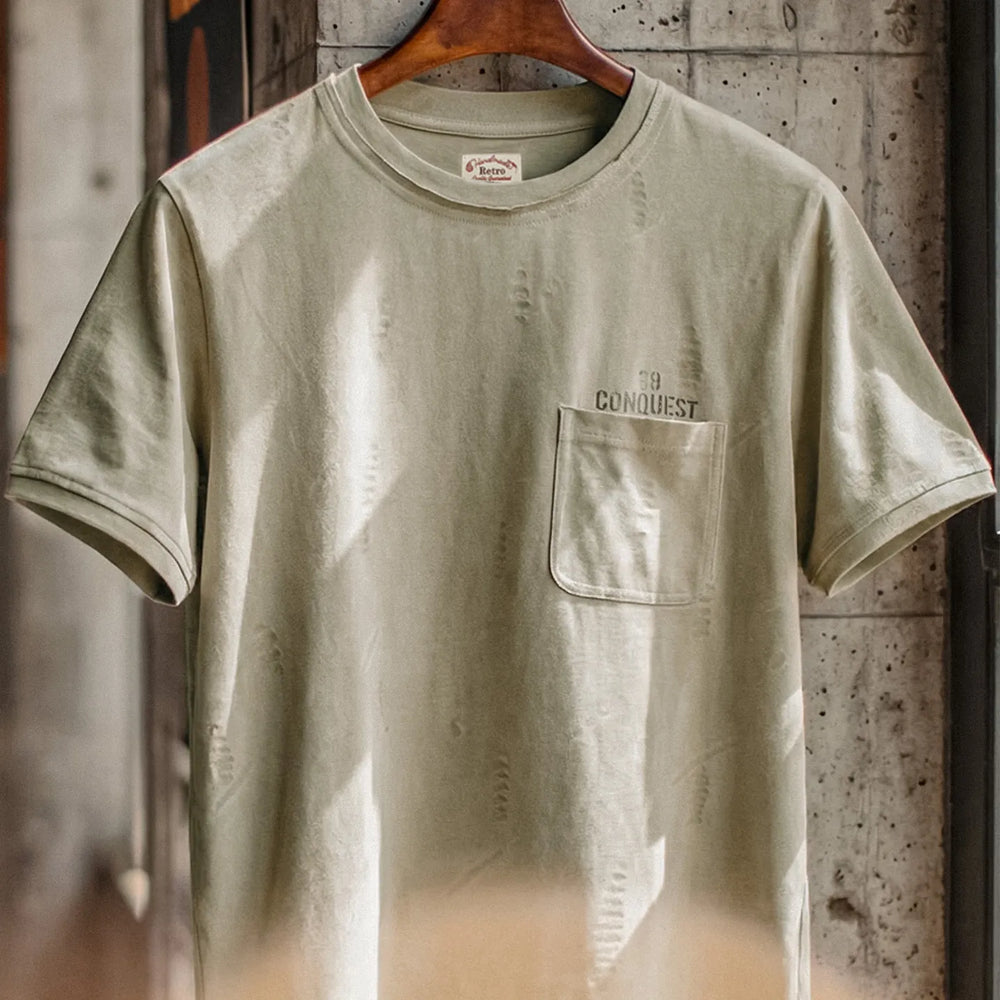MADEN Vintage Distressed Print Tee