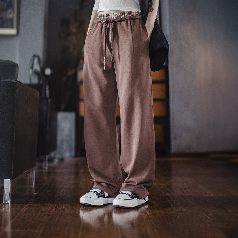 MADEN Vintage Plaid Patchwork Cotton Jogger Pants